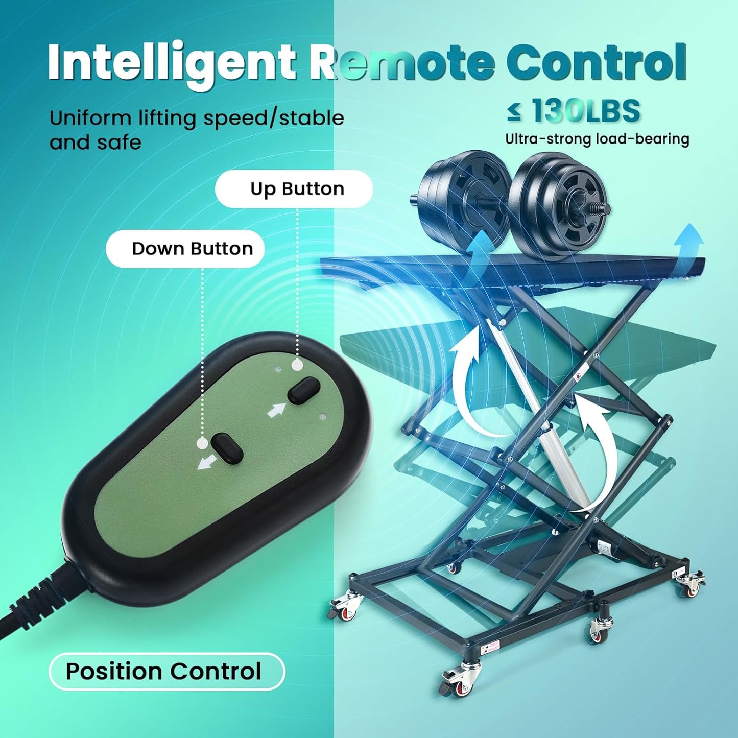 Electric Scissor Lift Table, 9.2''-35'' in Height Adjustable Lifting Platform, work bench table with 6 Wheels, Hydraulic Scissor Cart for Material Handling