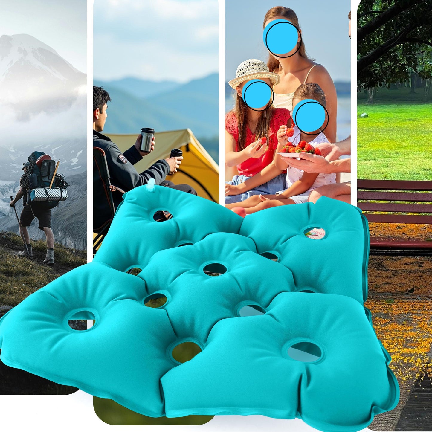 WEYRAL 18" Waffle Cushion,Light Blue