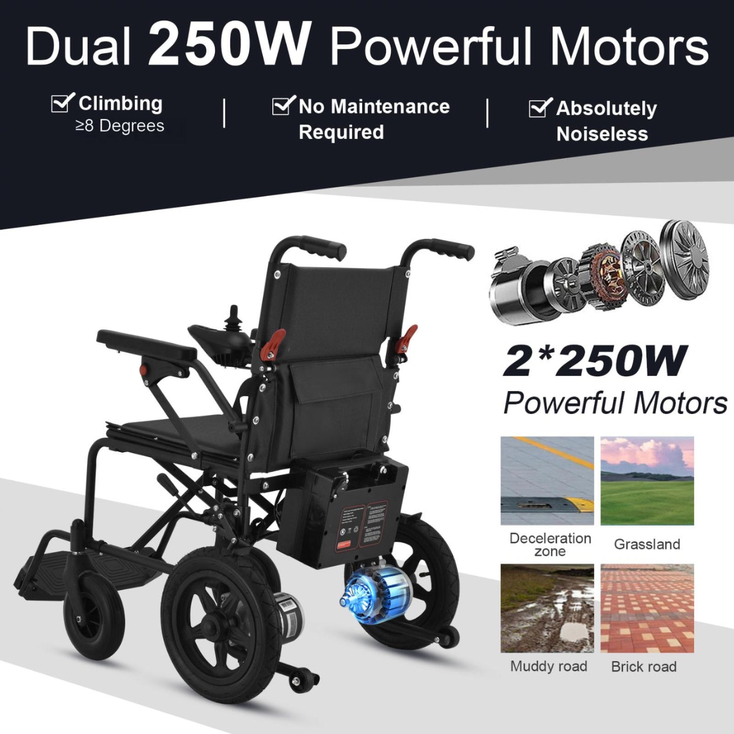 Electric Wheelchairs for Adults, Foldable Lightweight Power Wheelchair, 500W Dual Motors,18 Miles Longer Range, Upgraded Electromagnetic Intelligent Brake