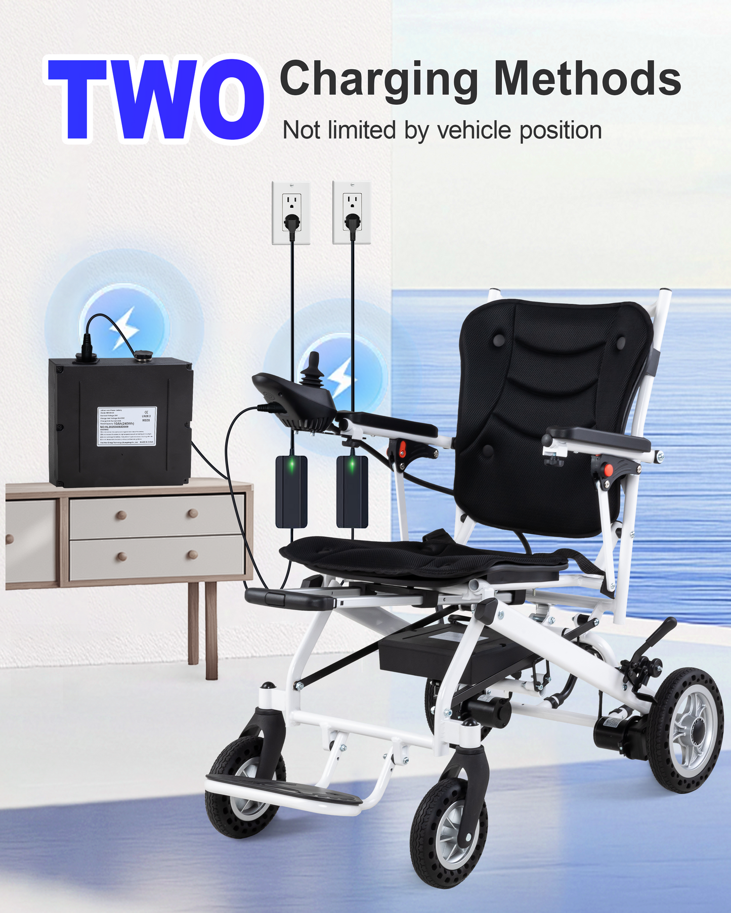 WEYRAL 25 Miles Electric Wheelchair, Dual Lithium Batteries