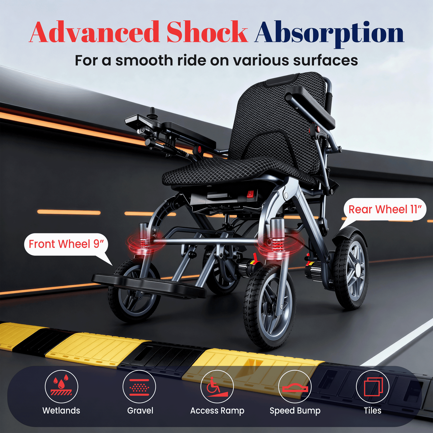 WEYRAL 48 KM Travel Electric Wheelchairs, 20.4 KG Motorized Wheelchair
