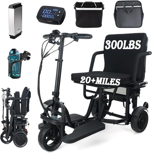 WEYRAL Electric Mobility Scooter for Adults, 3 Speed Modes 9.32MPH Max Speed, Senior Scooter with Automatic Cruise Control, Only 48lbs Support 300lbs