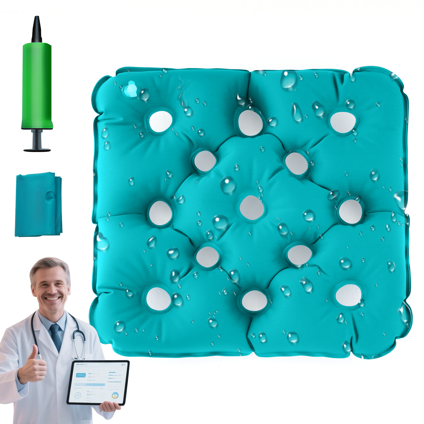 WEYRAL 18" Waffle Cushion,Light Blue