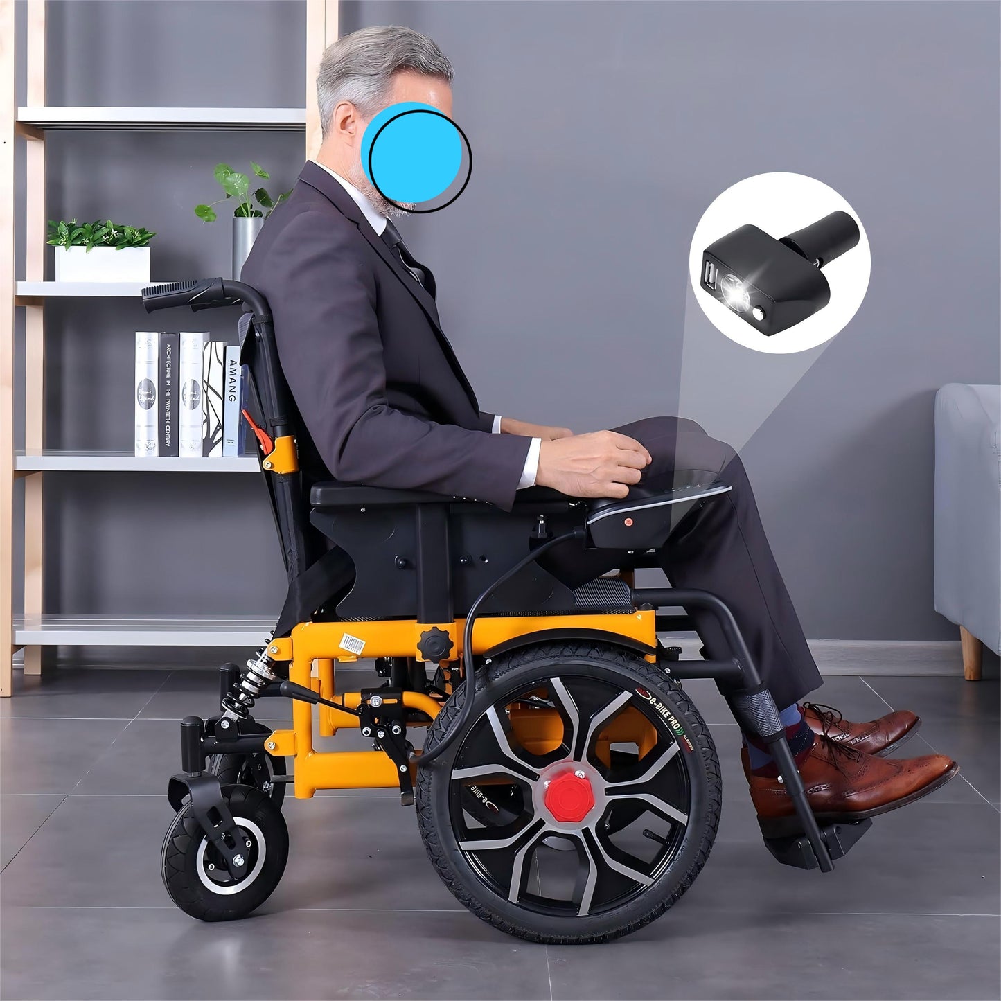 WEYRAL  16" Big Wheel Electric Wheelchairs, Orange