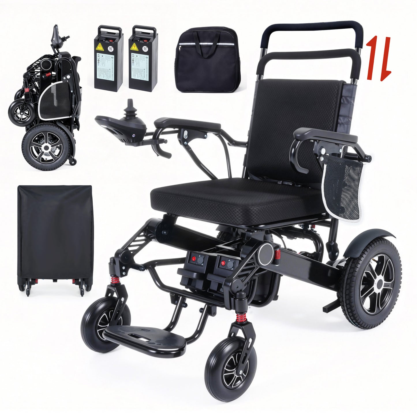 WEYRAL Foldable Electric Wheelchair 440lbs Heavy Duty Capacity, 30 Miles