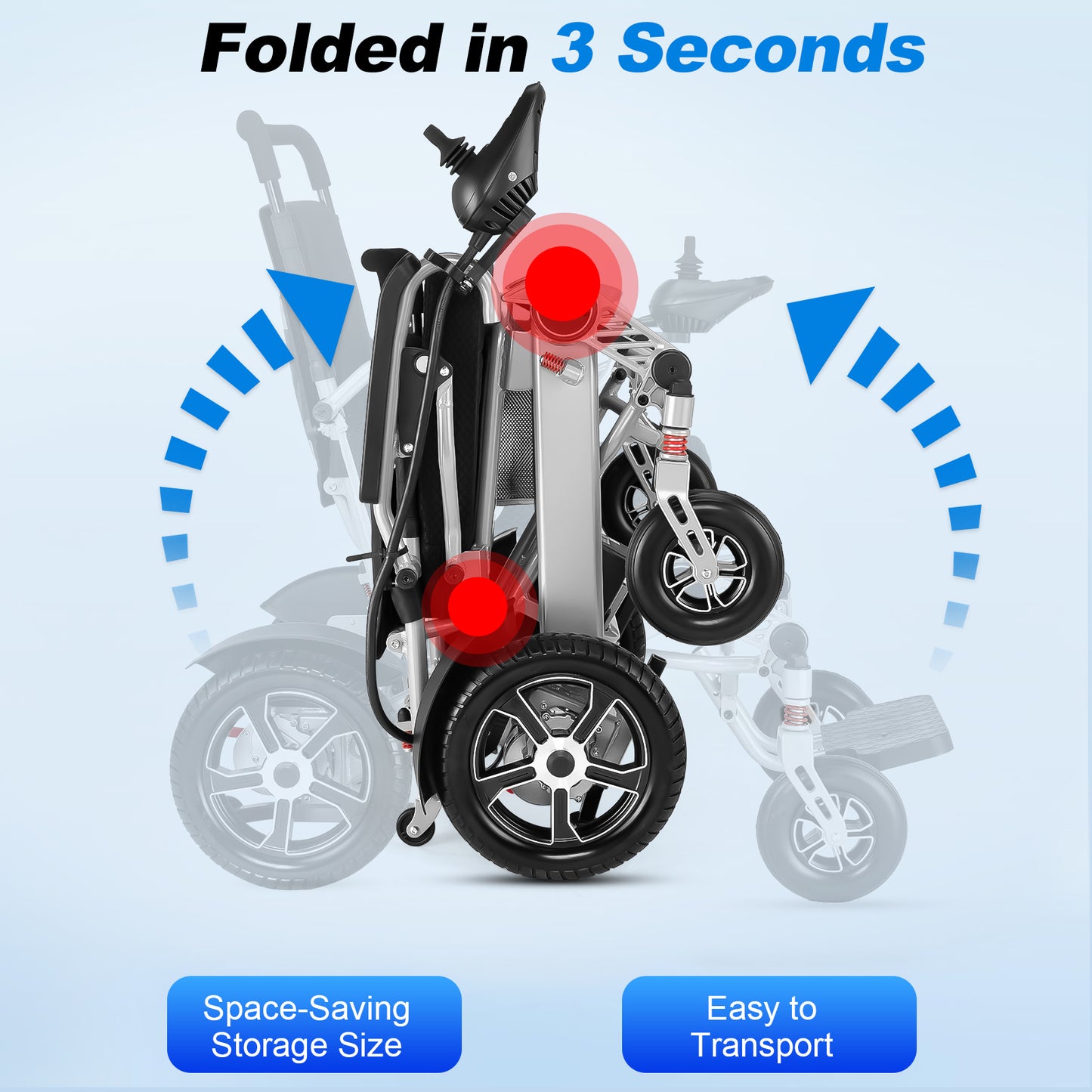 WEYRAL Foldable Electric Wheelchair ,48 KM Miles Range & 700W
