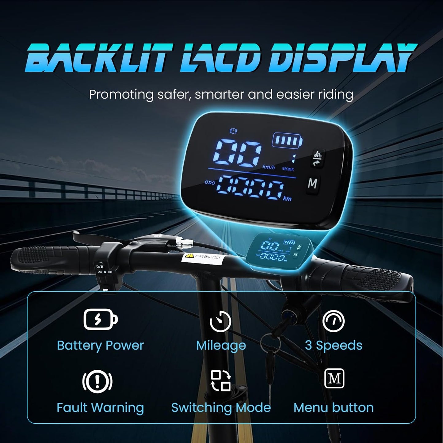 WEYRAL Electric Mobility Scooter for Adults, 3 Speed Modes 9.32MPH Max Speed, Senior Scooter with Automatic Cruise Control, Only 48lbs Support 300lbs