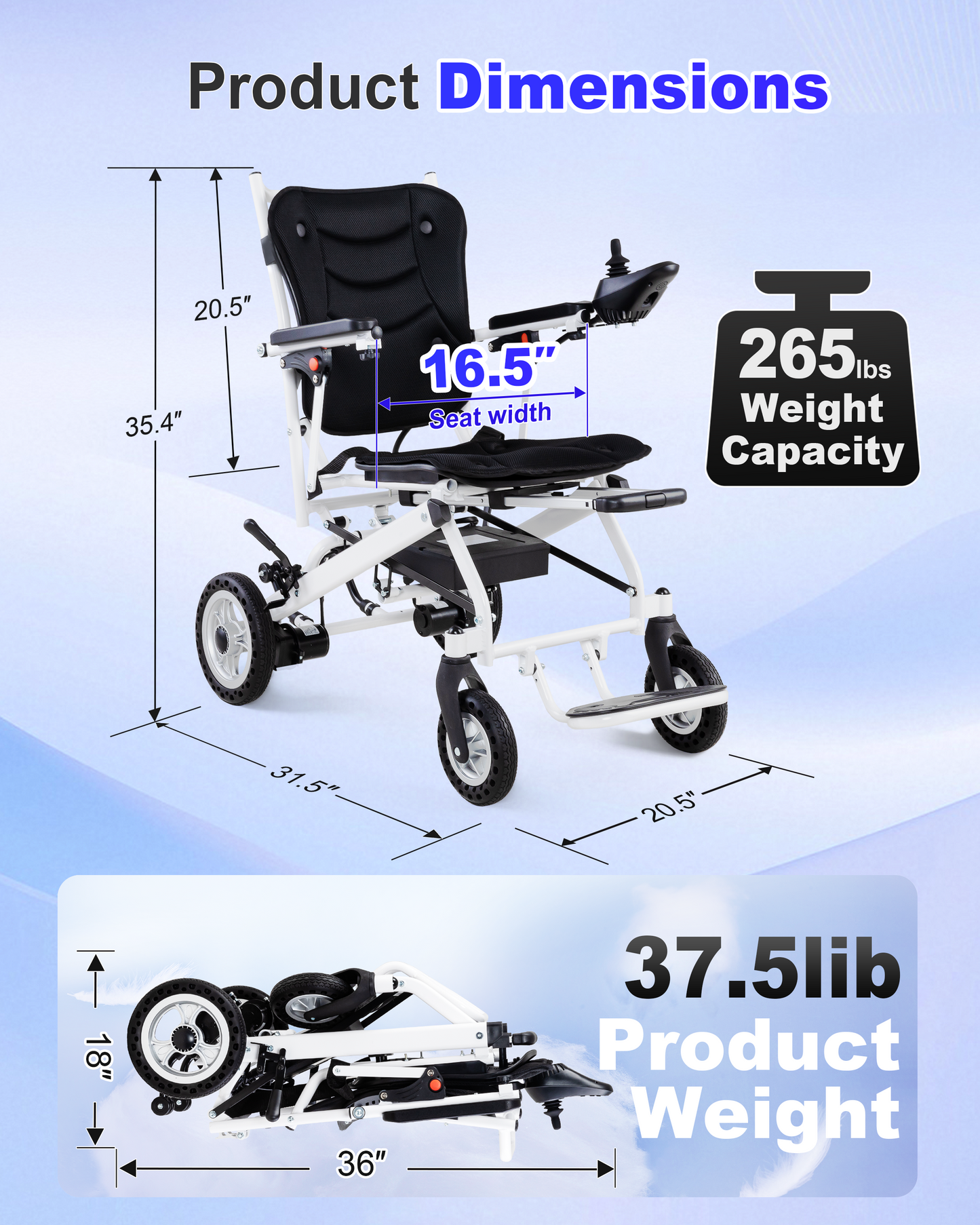 WEYRAL 25 Miles Electric Wheelchair, Dual Lithium Batteries