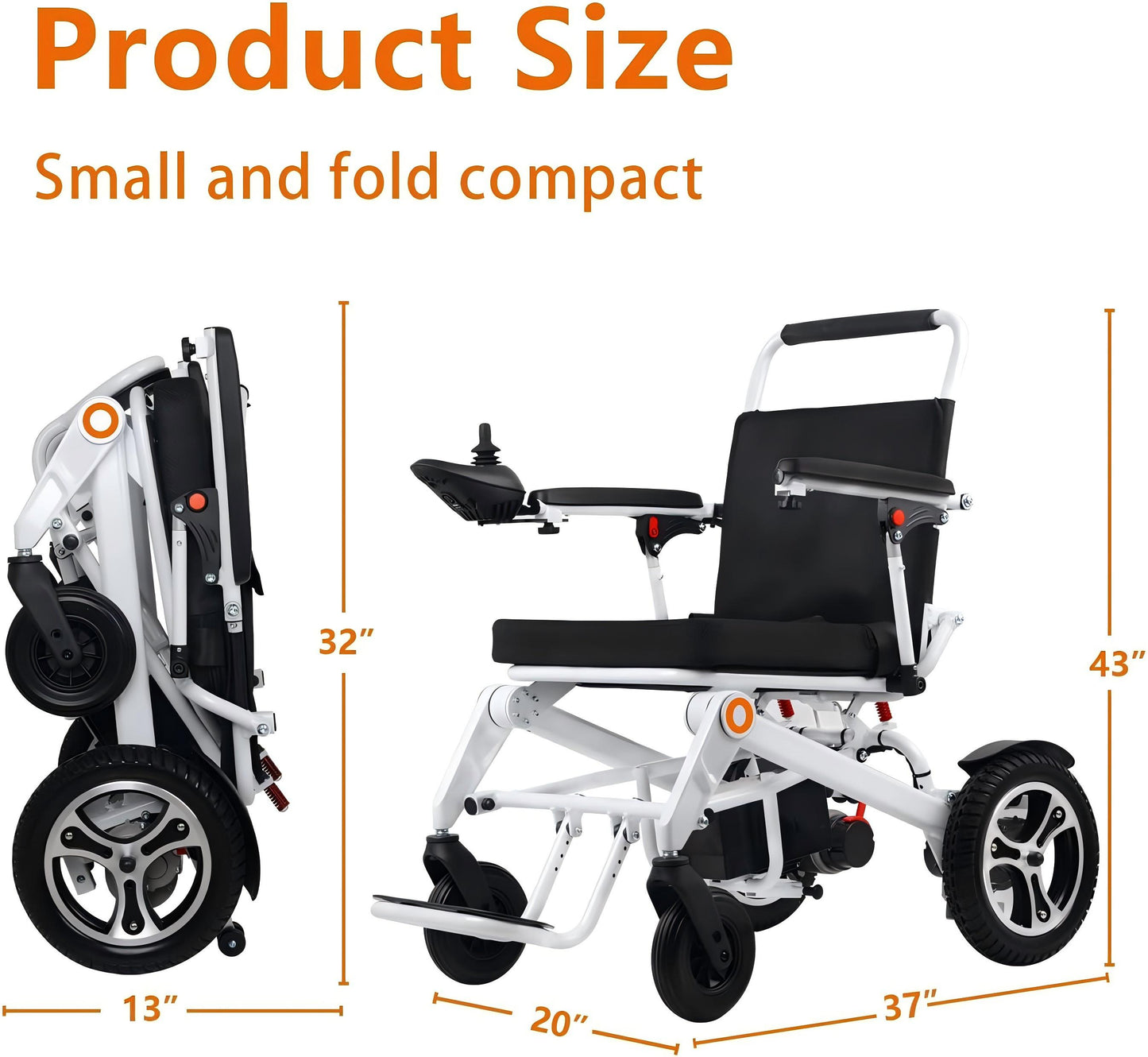 WEYRAL 25 Miles Travel Range Electric Wheelchair, Foldable Lightweight Electric Wheelchairs for Adults, 300 lbs Capacity, Portable Motorized Wheelchair for Seniors