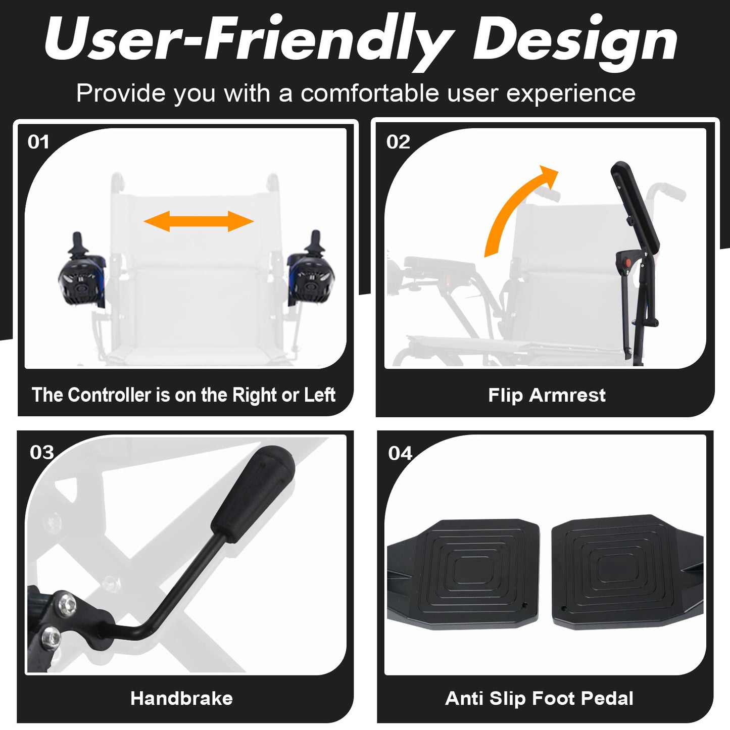 Electric Wheelchairs for Adults, Foldable Lightweight Power Wheelchair, 500W Dual Motors,18 Miles Longer Range, Upgraded Electromagnetic Intelligent Brake