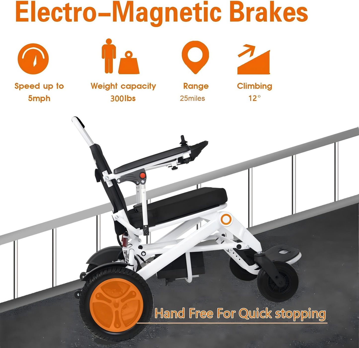 WEYRAL 25 Miles Travel Range Electric Wheelchair, Foldable Lightweight Electric Wheelchairs for Adults, 300 lbs Capacity, Portable Motorized Wheelchair for Seniors