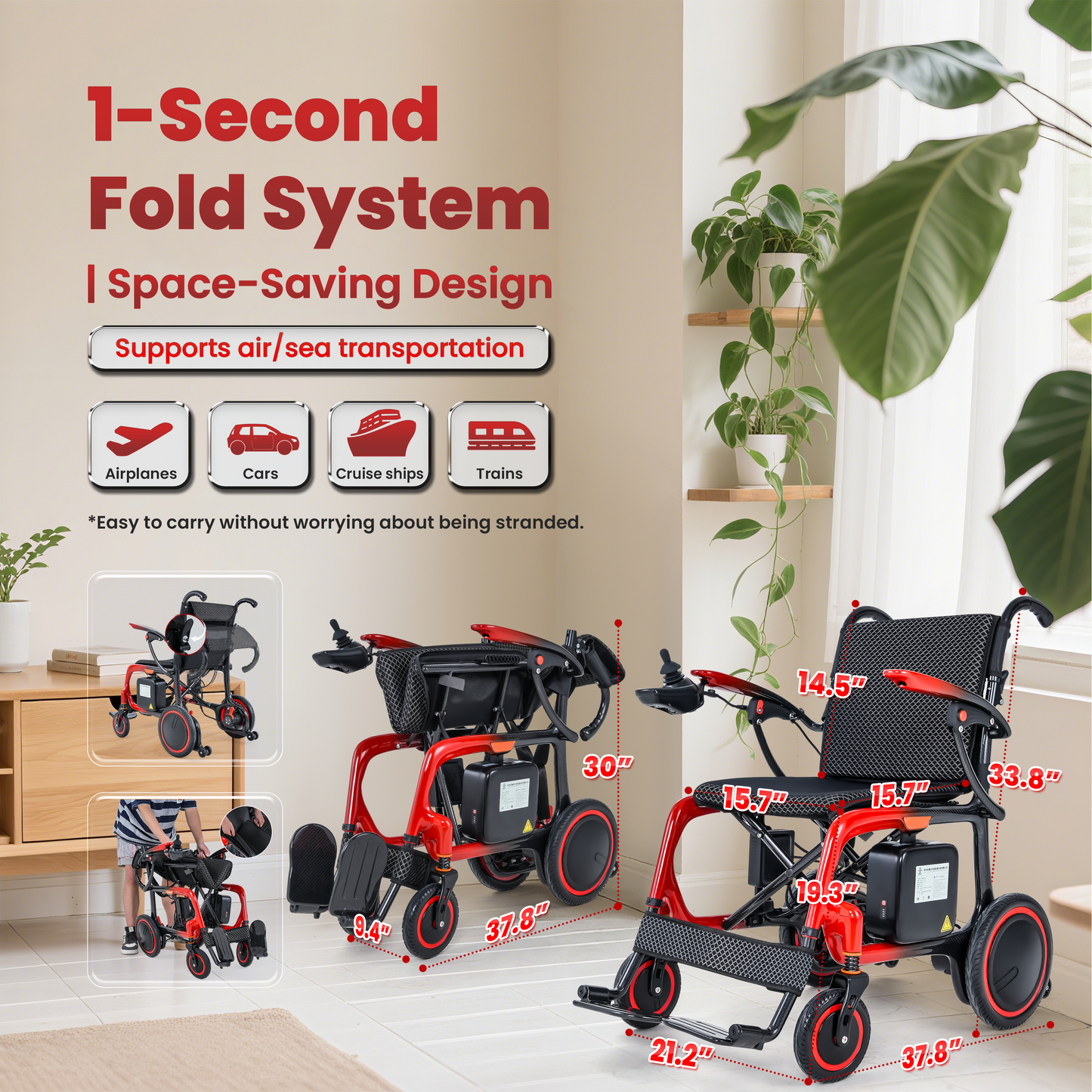 WEYRAL Ultra-Light Carbon Fiber Electric Wheelchair, 13.8 KG , 48 KM