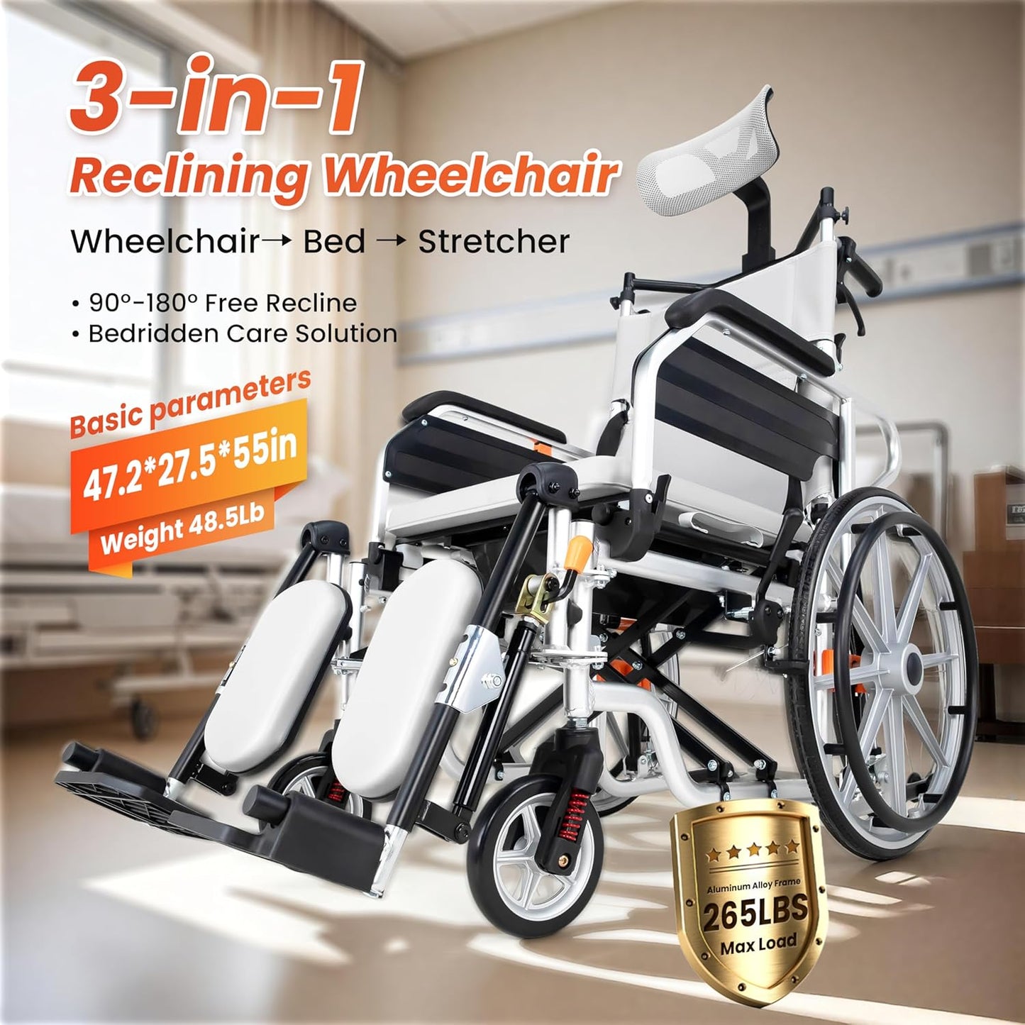 WEYRAL Recline Transport Wheelchair