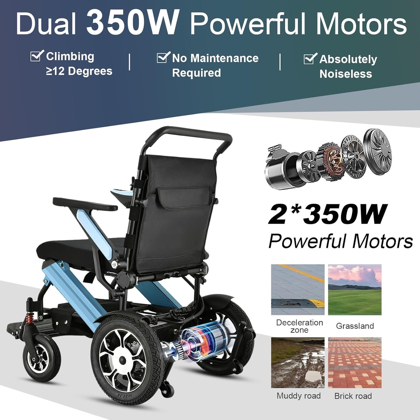 WEYRAL Electric Wheelchair Dual Battery (56 km) & 700W Power