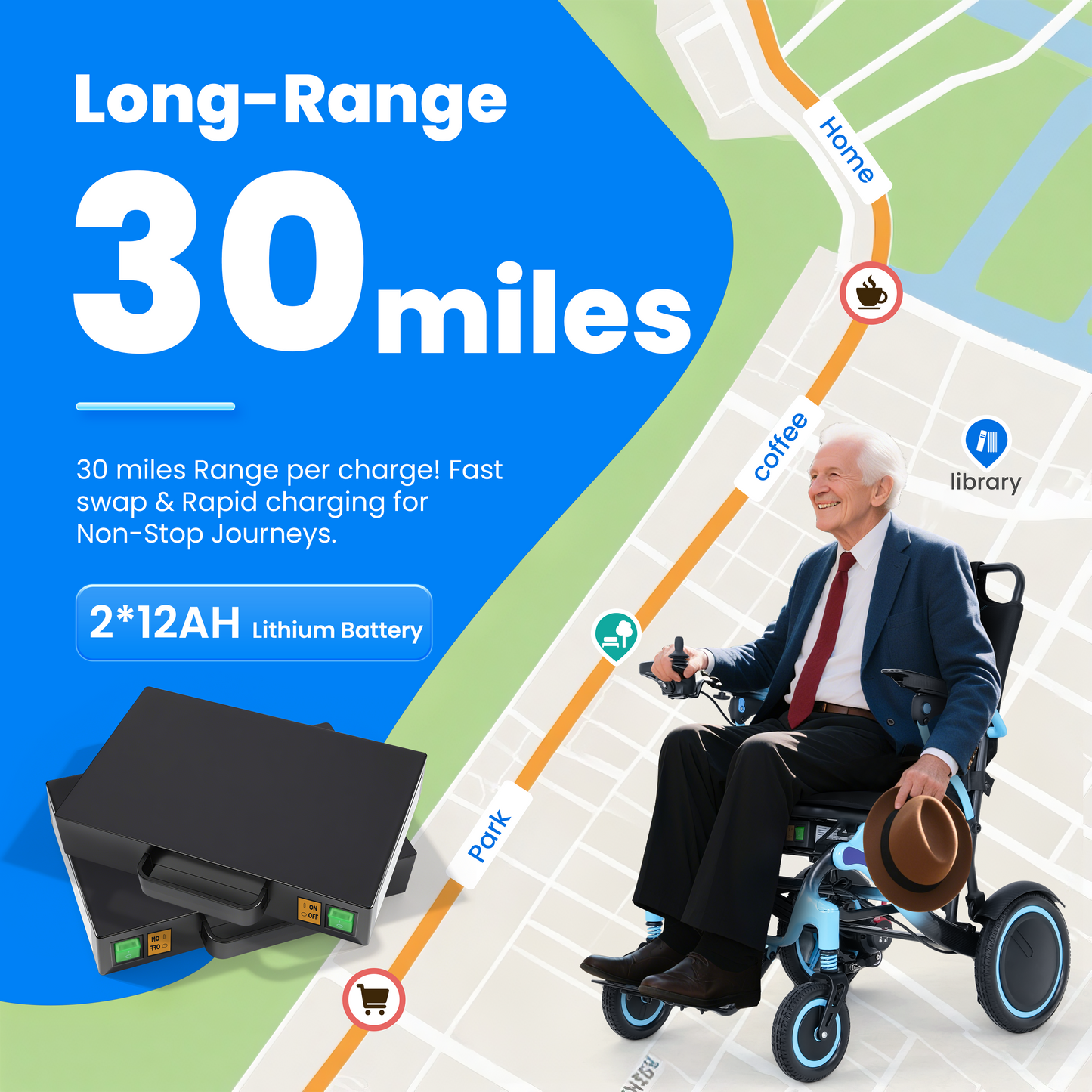 WEYRAL Lightweight Carbon Fiber Electric Wheelchair