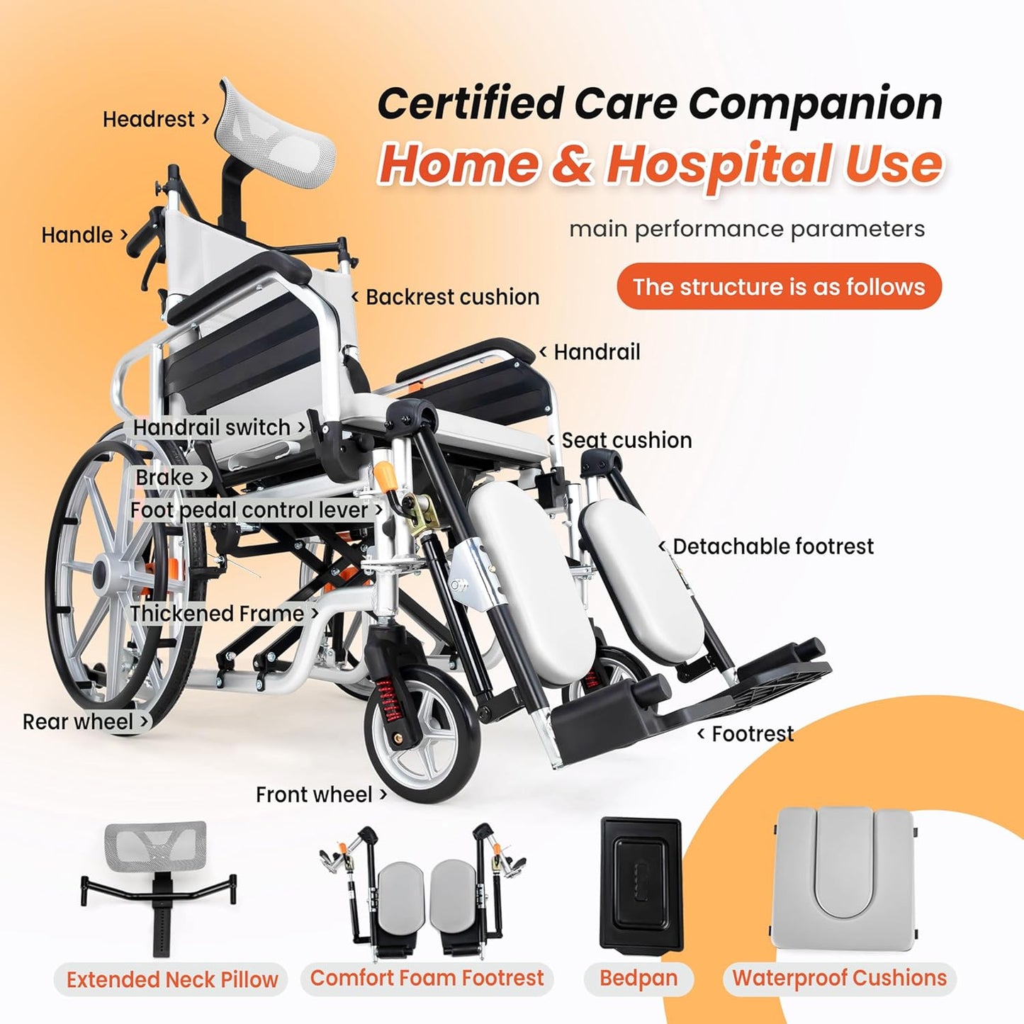 WEYRAL Recline Transport Wheelchair