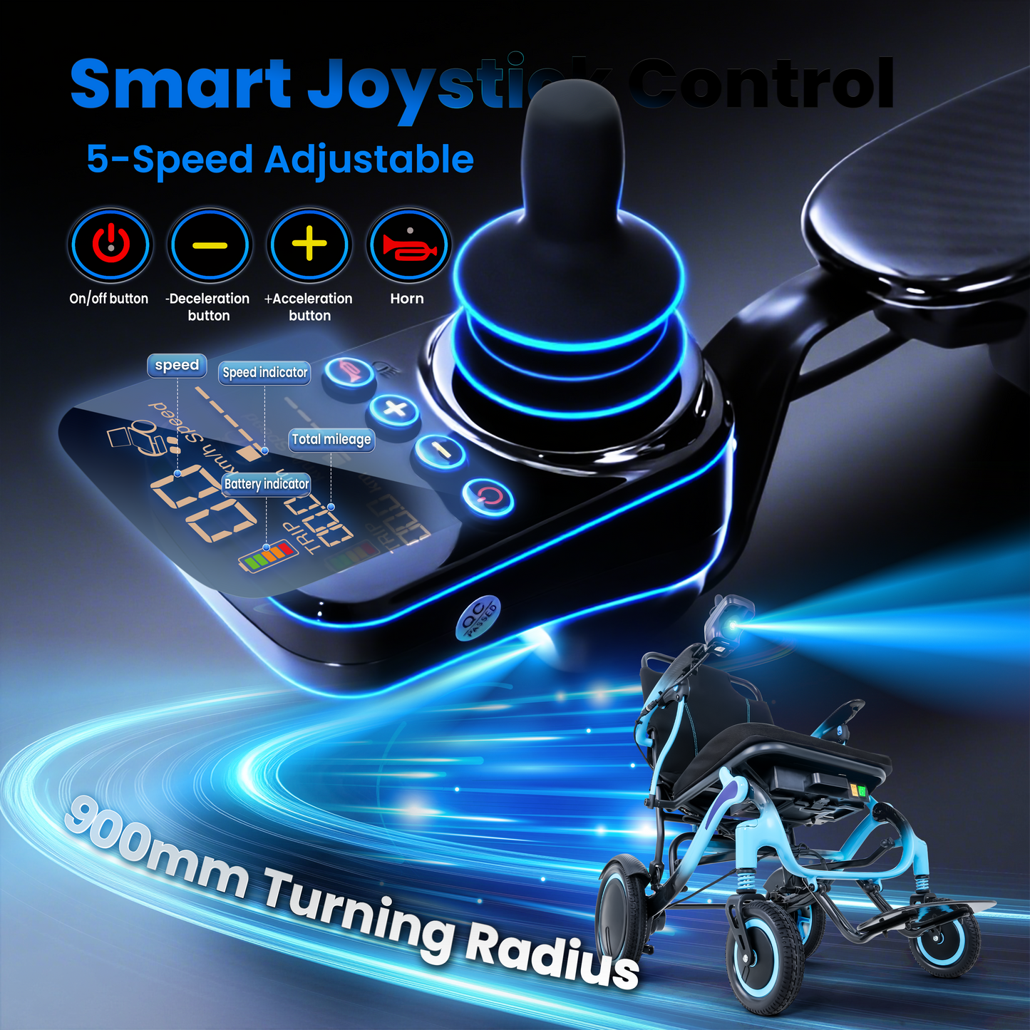 WEYRAL Lightweight Carbon Fiber Electric Wheelchair