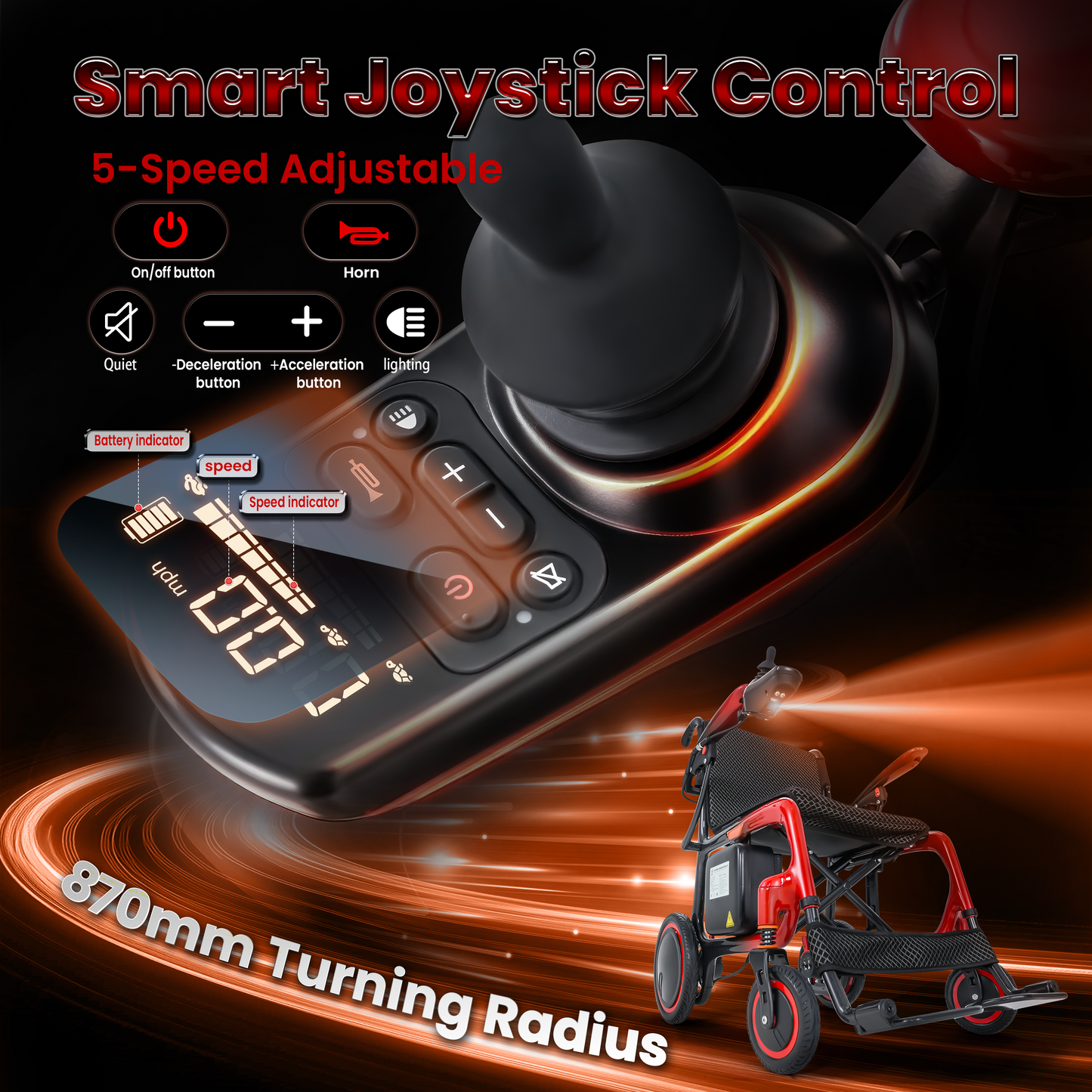 WEYRAL Ultra-Light Carbon Fiber Electric Wheelchair, 13.8 KG , 48 KM