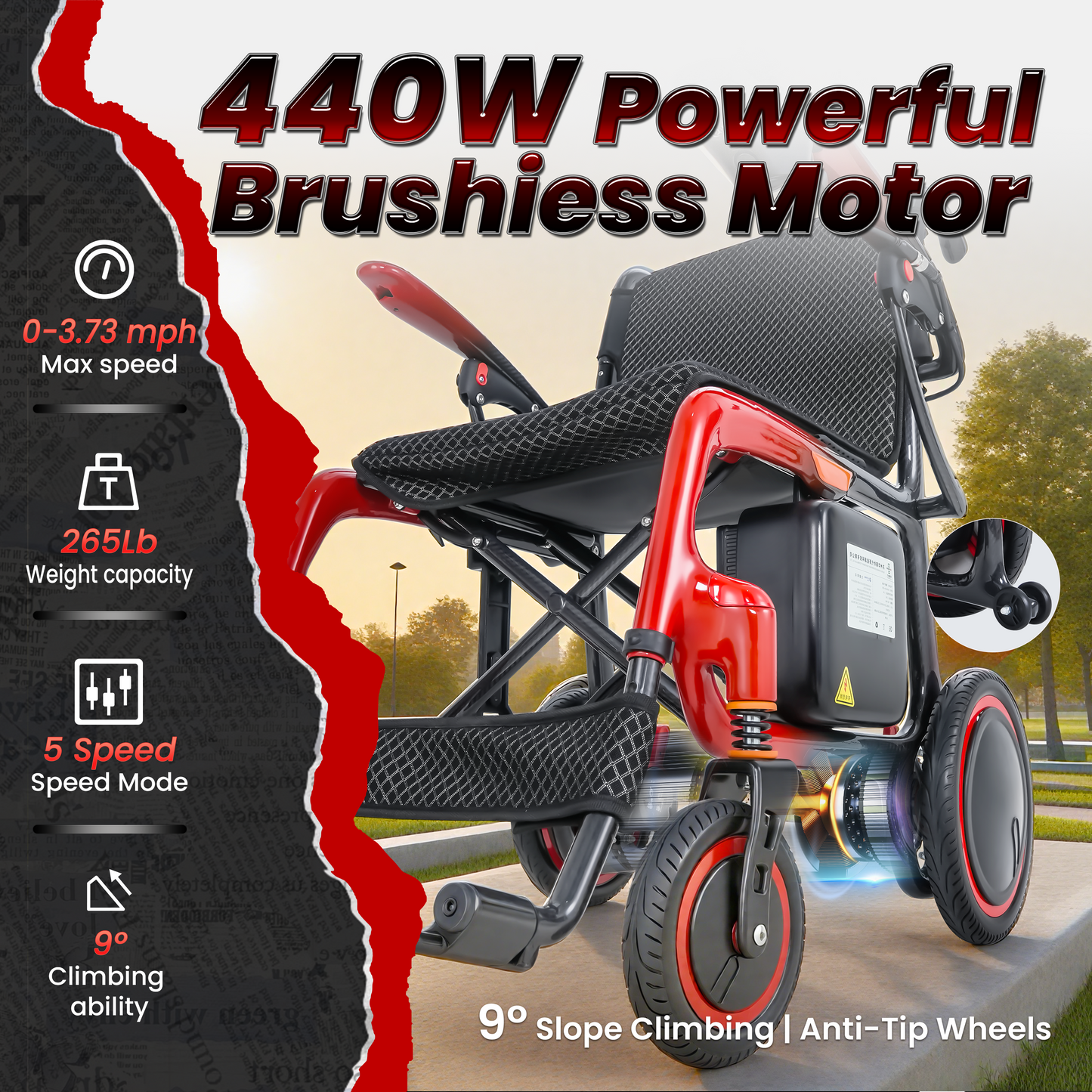 WEYRAL Ultra-Light Carbon Fiber Electric Wheelchair, 13.8 KG , 48 KM