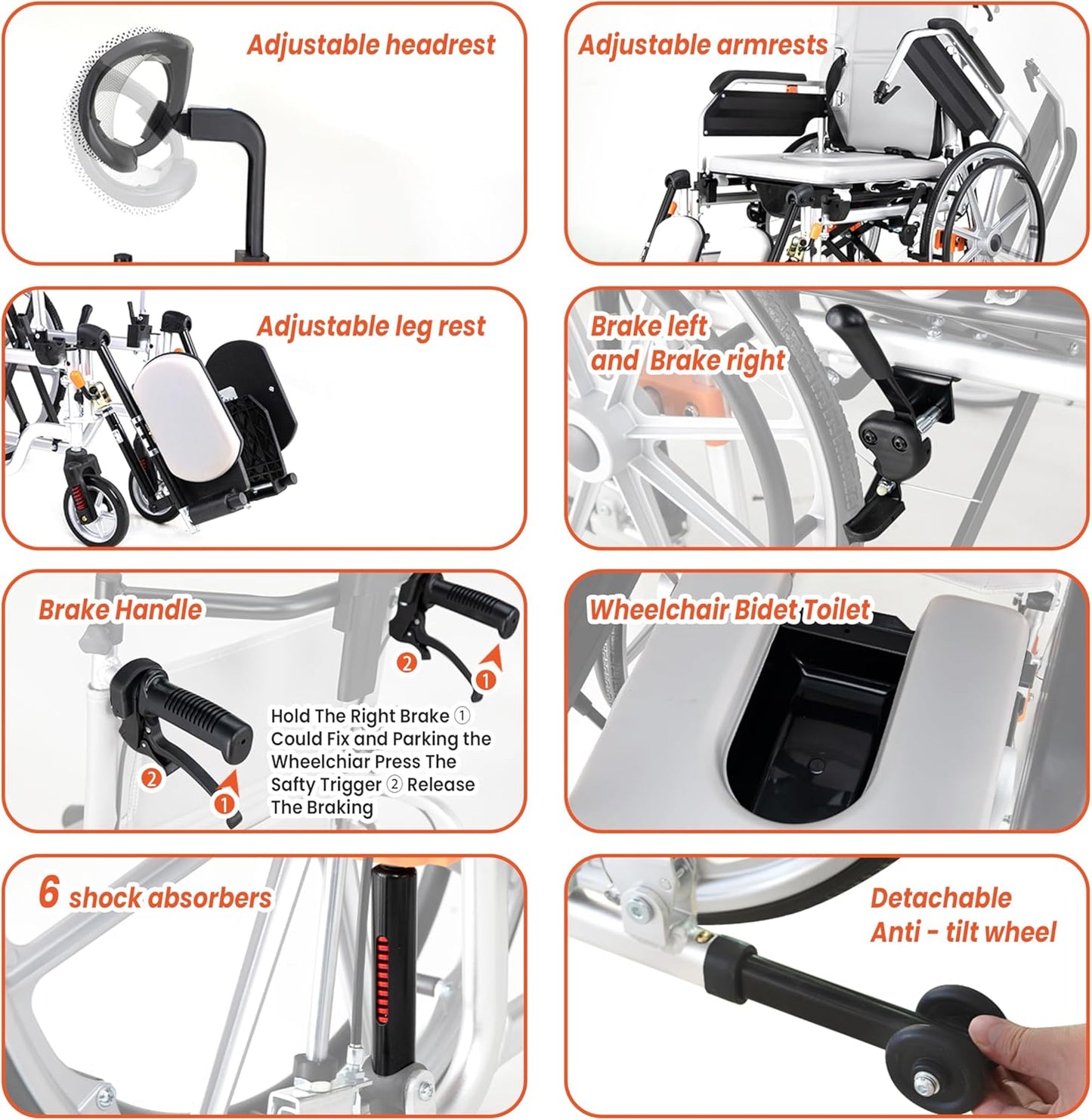 WEYRAL Recline Transport Wheelchair