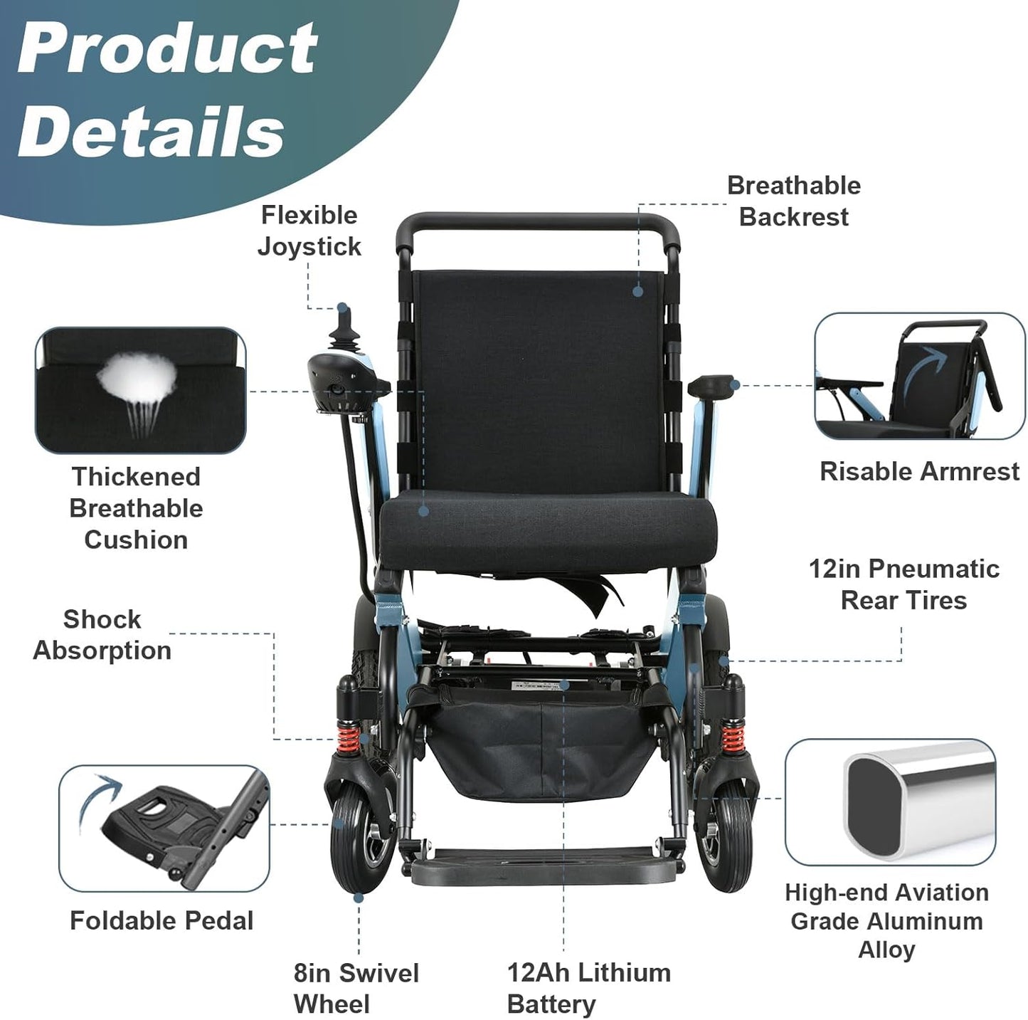 WEYRAL Electric Wheelchair Dual Battery (56 km) & 700W Power