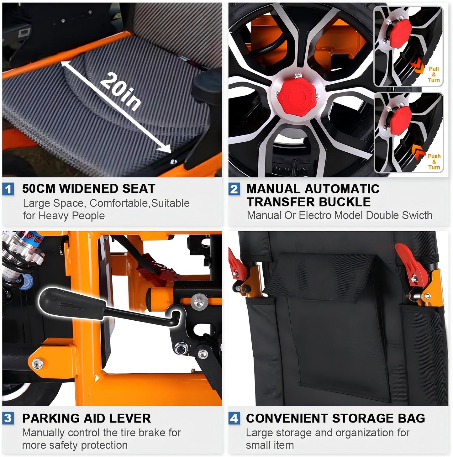 WEYRAL  16" Front Wheel Electric Wheelchairs, Orange