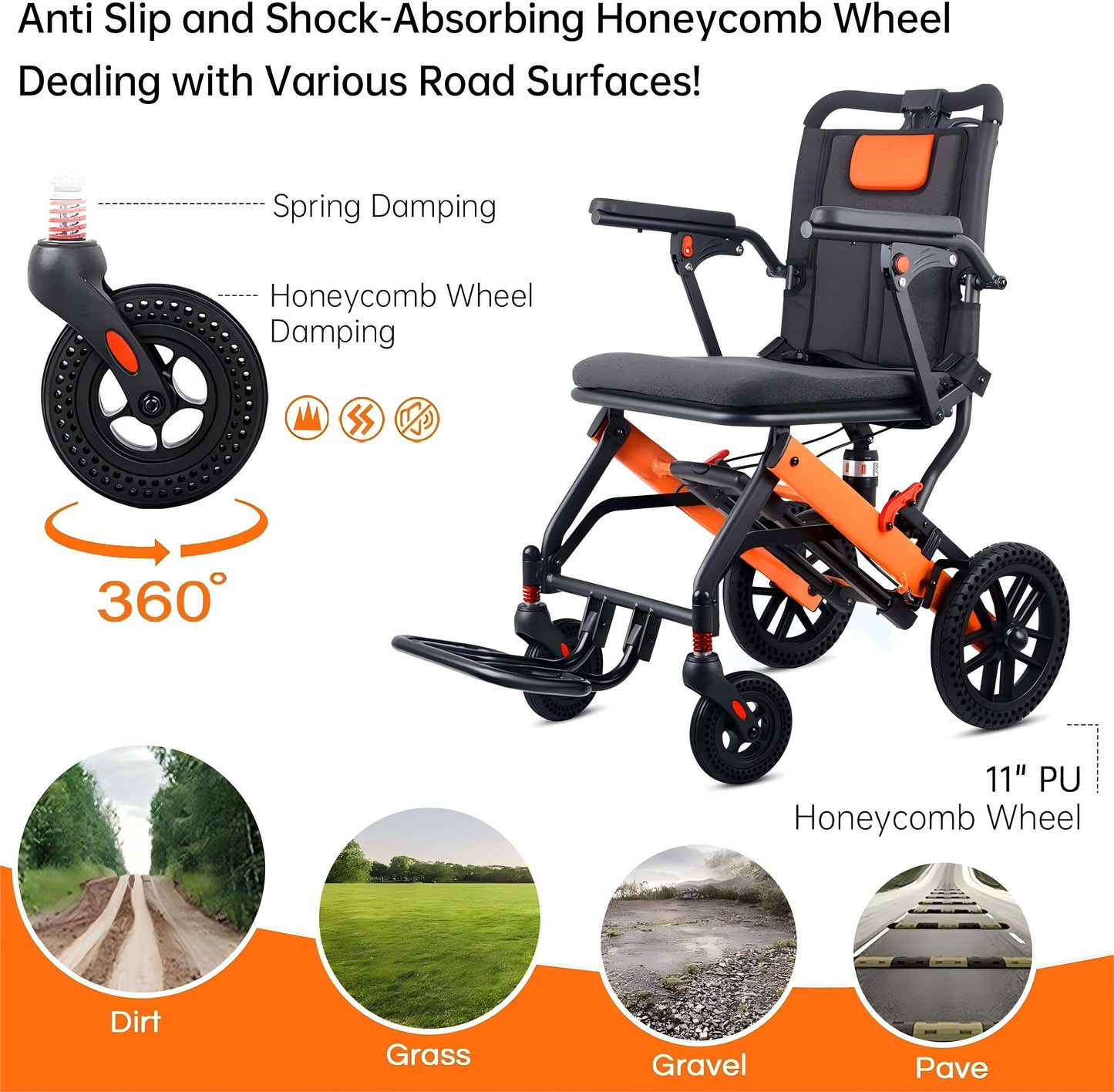 WEYRAL Transport Wheelchair，Orange