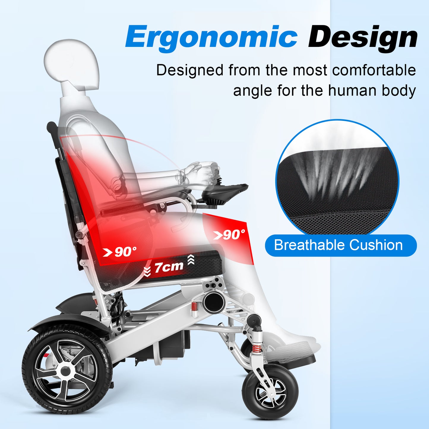 WEYRAL Foldable Electric Wheelchair ,48 KM Miles Range & 700W