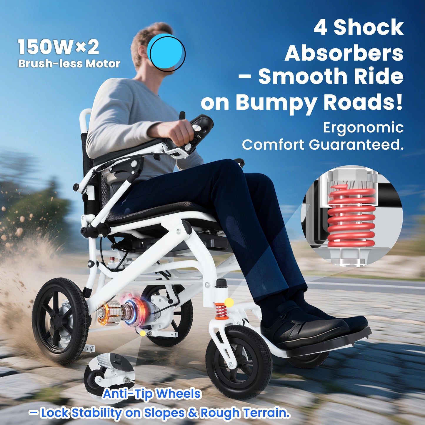 WEYRAL Ultra-Lightweight Foldable Electric Wheelchair – Long Range (48km)