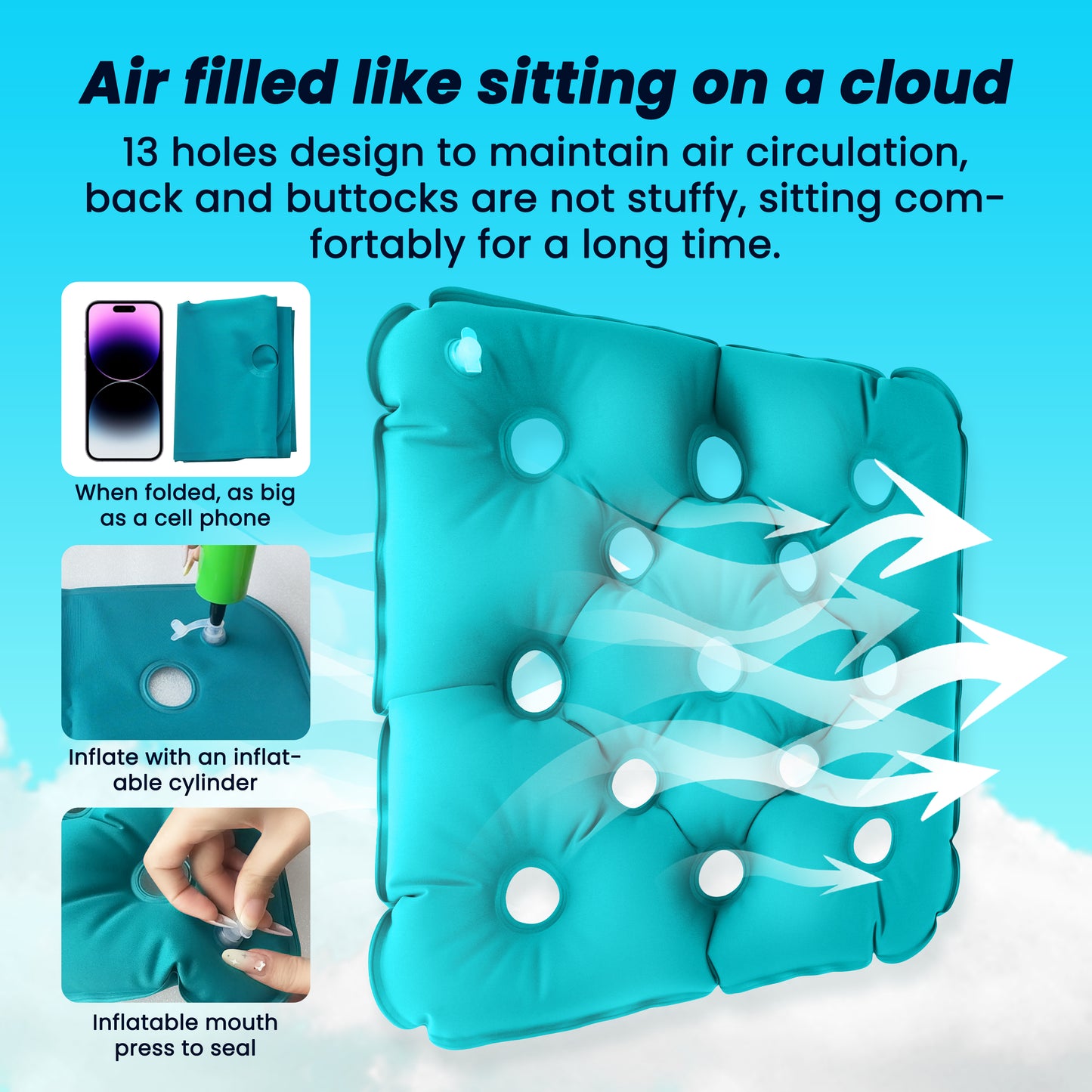 WEYRAL 18" Waffle Cushion,Light Blue