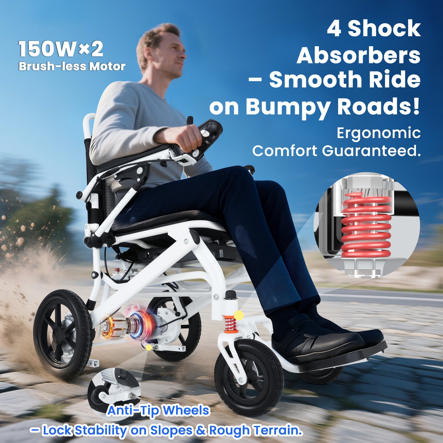 WEYRAL Ultra-Lightweight Foldable Electric Wheelchair – Long Range (48km)