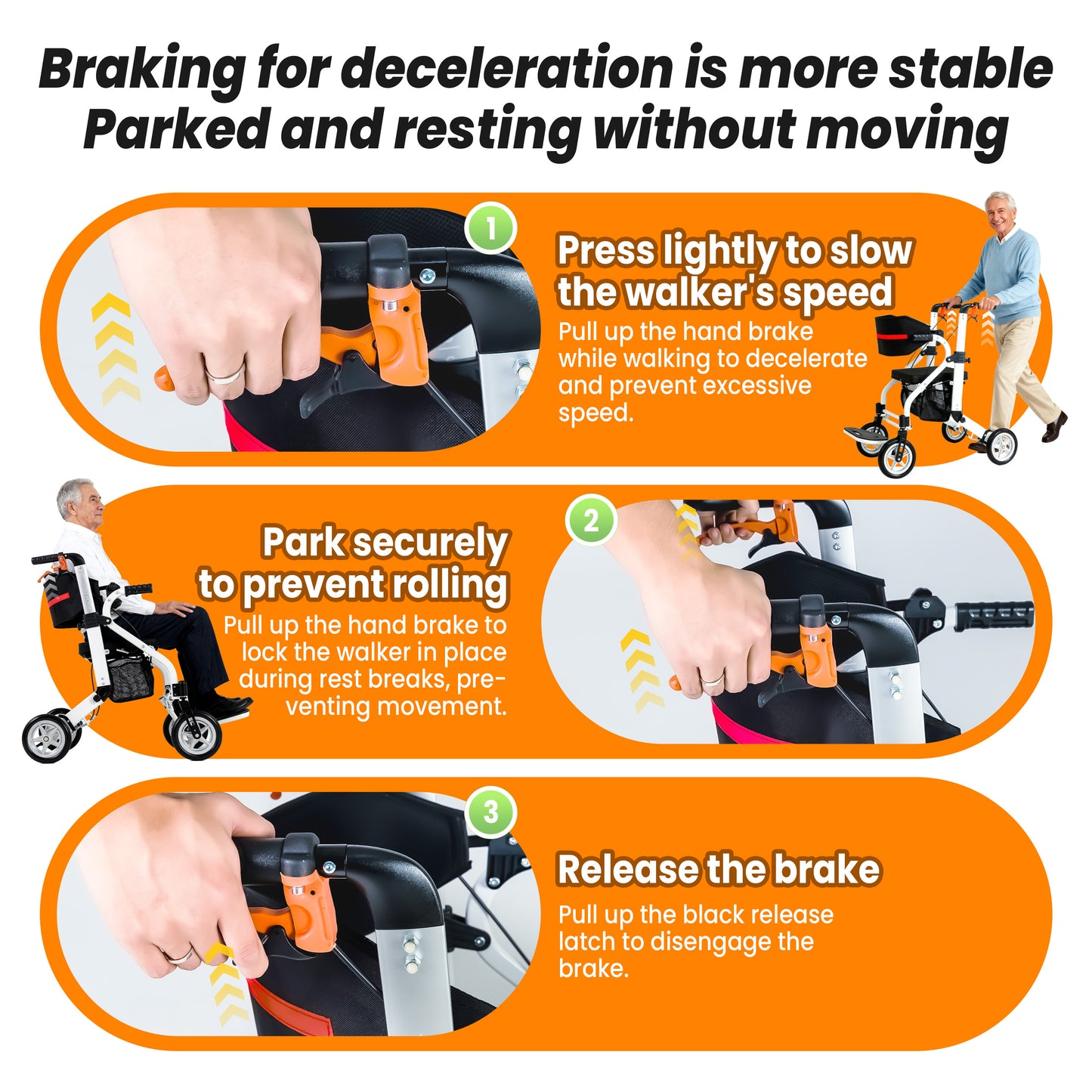 WEYRAL 2-in-1 Folding Rollator Walker & Transport Chair , Lightweight Mobility Aid