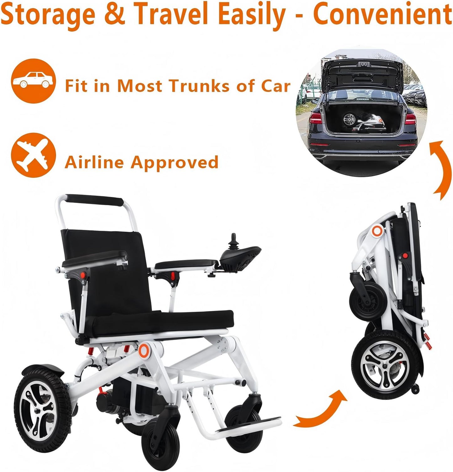 WEYRAL 25 Miles Travel Range Electric Wheelchair, Foldable Lightweight Electric Wheelchairs for Adults, 300 lbs Capacity, Portable Motorized Wheelchair for Seniors