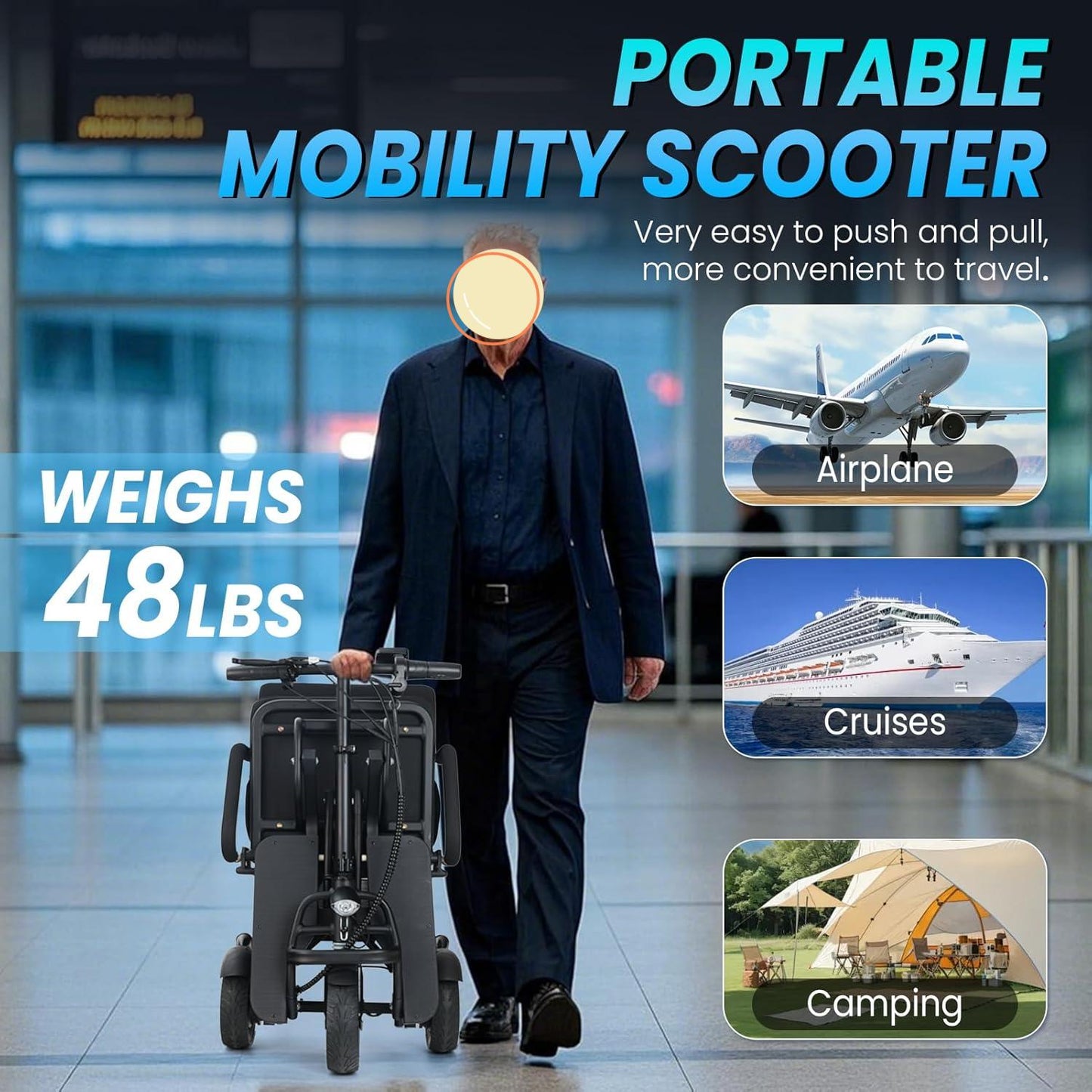 WEYRAL 3 Wheel Electric Mobility Scooter, 3 Speed Modes