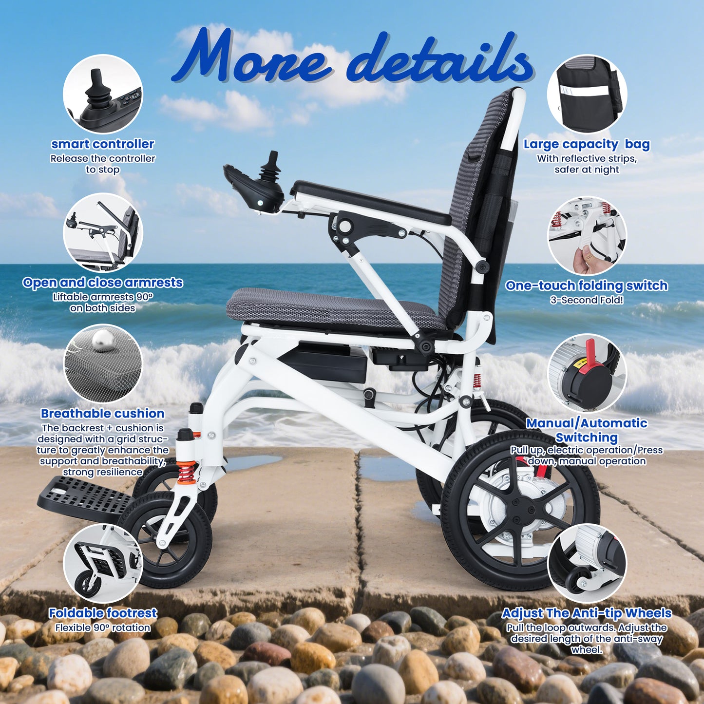 WEYRAL Ultra-Lightweight Foldable Electric Wheelchair – Long Range (48km)