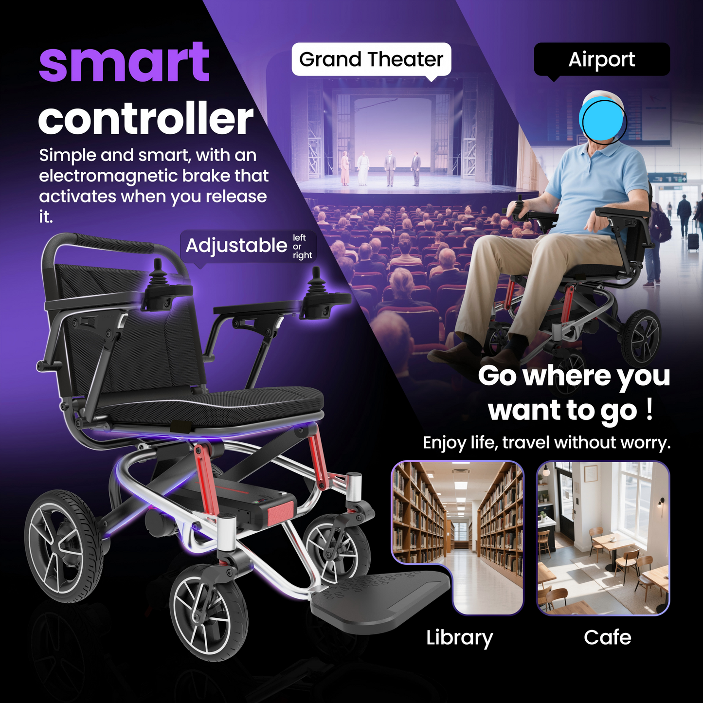 WEYRAL 24 Miles Electric Wheelchairs , 39 lb