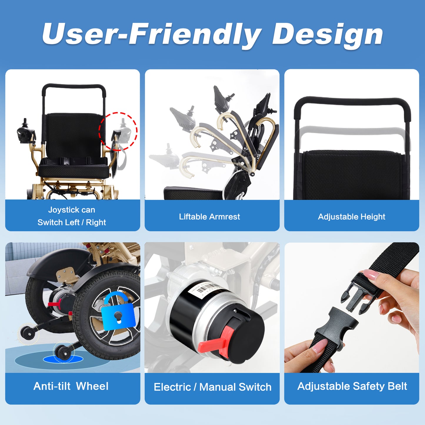 WEYRAL Portable Electric Wheelchair , 700W Motor & 48 KM Range
