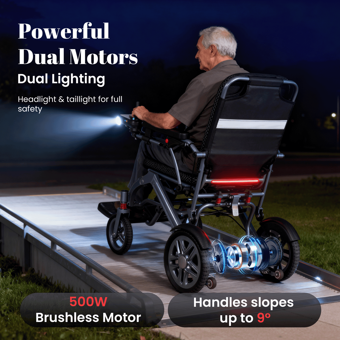 WEYRAL 48 KM Travel Electric Wheelchairs, 20.4 KG Motorized Wheelchair