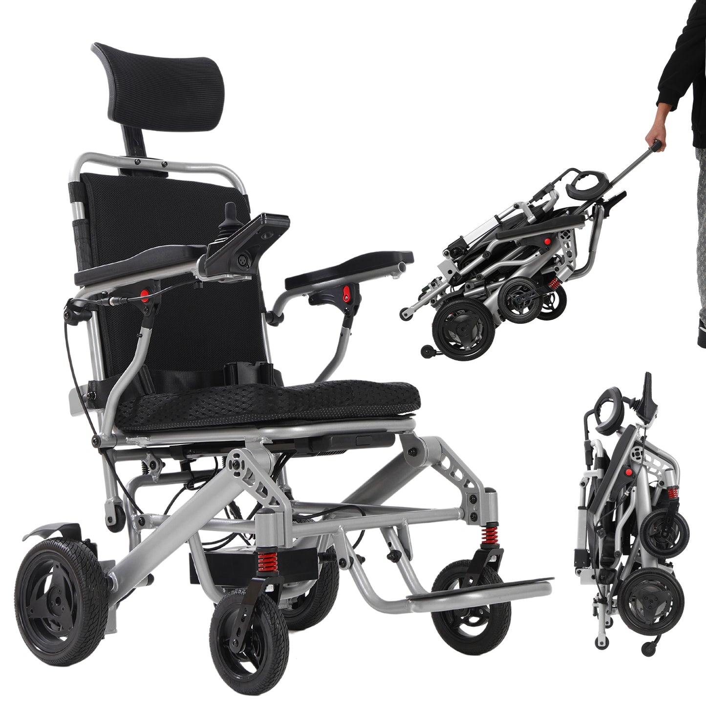 25 Miles Reclining Electric Wheelchair, 500W Dual Brushless Motor Motorized Wheelchairs for Adults with Headrest, 24AH Lithium Battery