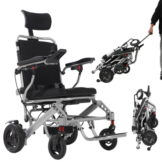 25 Miles Reclining Electric Wheelchair, 500W Dual Brushless Motor Motorized Wheelchairs for Adults with Headrest, 24AH Lithium Battery