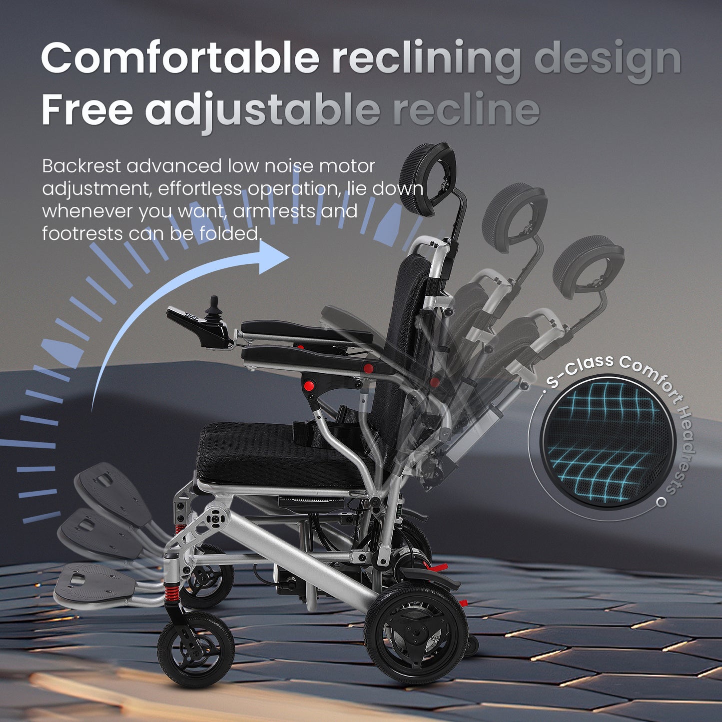 25 Miles Reclining Electric Wheelchair, 500W Dual Brushless Motor Motorized Wheelchairs for Adults with Headrest, 24AH Lithium Battery
