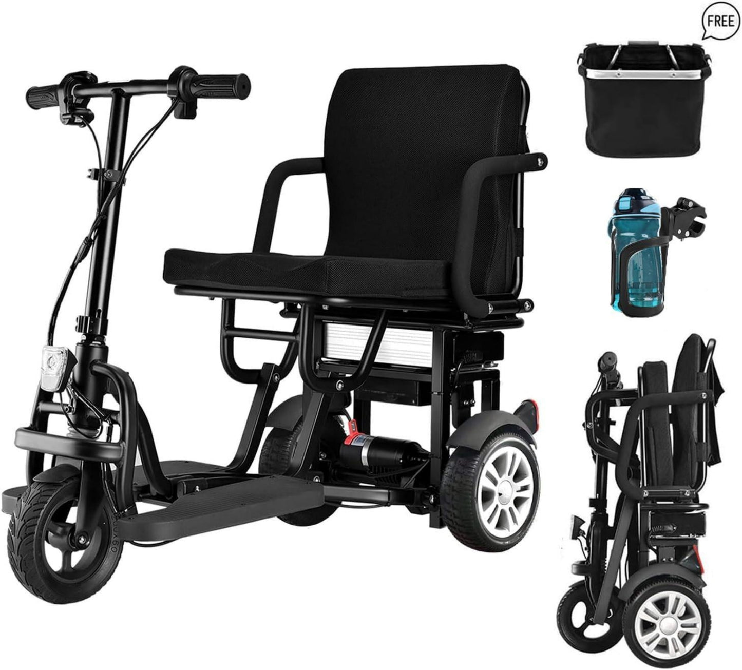 WEYRAL Folding Mobility Scooter Lightweight, Electric Scooters for Seniors Support 280 lbs, Long Range 25 Miles, Senior Scooter Airline Approved