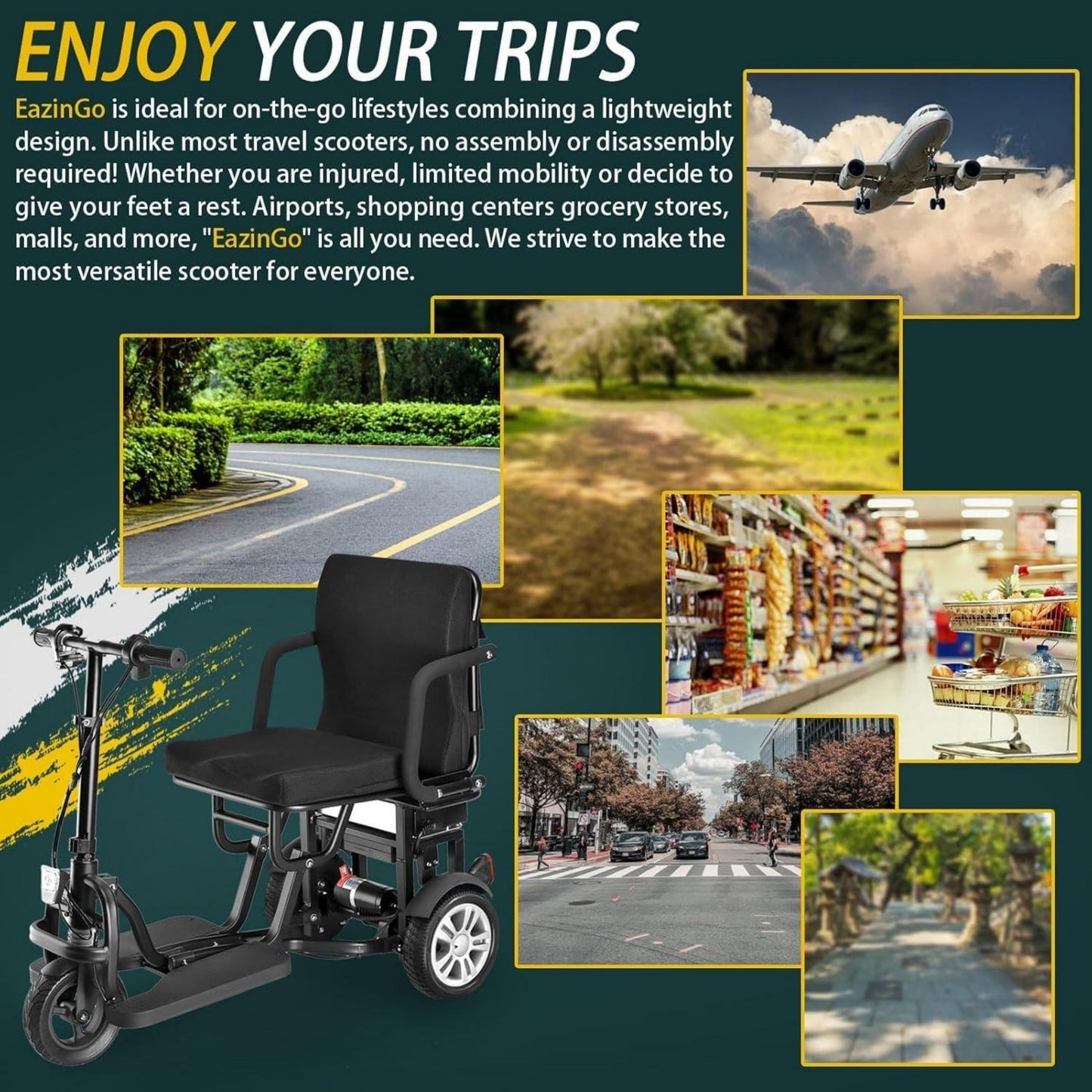 WEYRAL Folding Mobility Scooter Lightweight, Electric Scooters for Seniors Support 280 lbs, Long Range 25 Miles, Senior Scooter Airline Approved